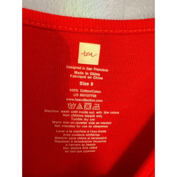 Tea Collection Girls Arrow Feather Ruffle Long Sleeve Tiered Red Dress Sz 8 NWT - Picture 3 of 5